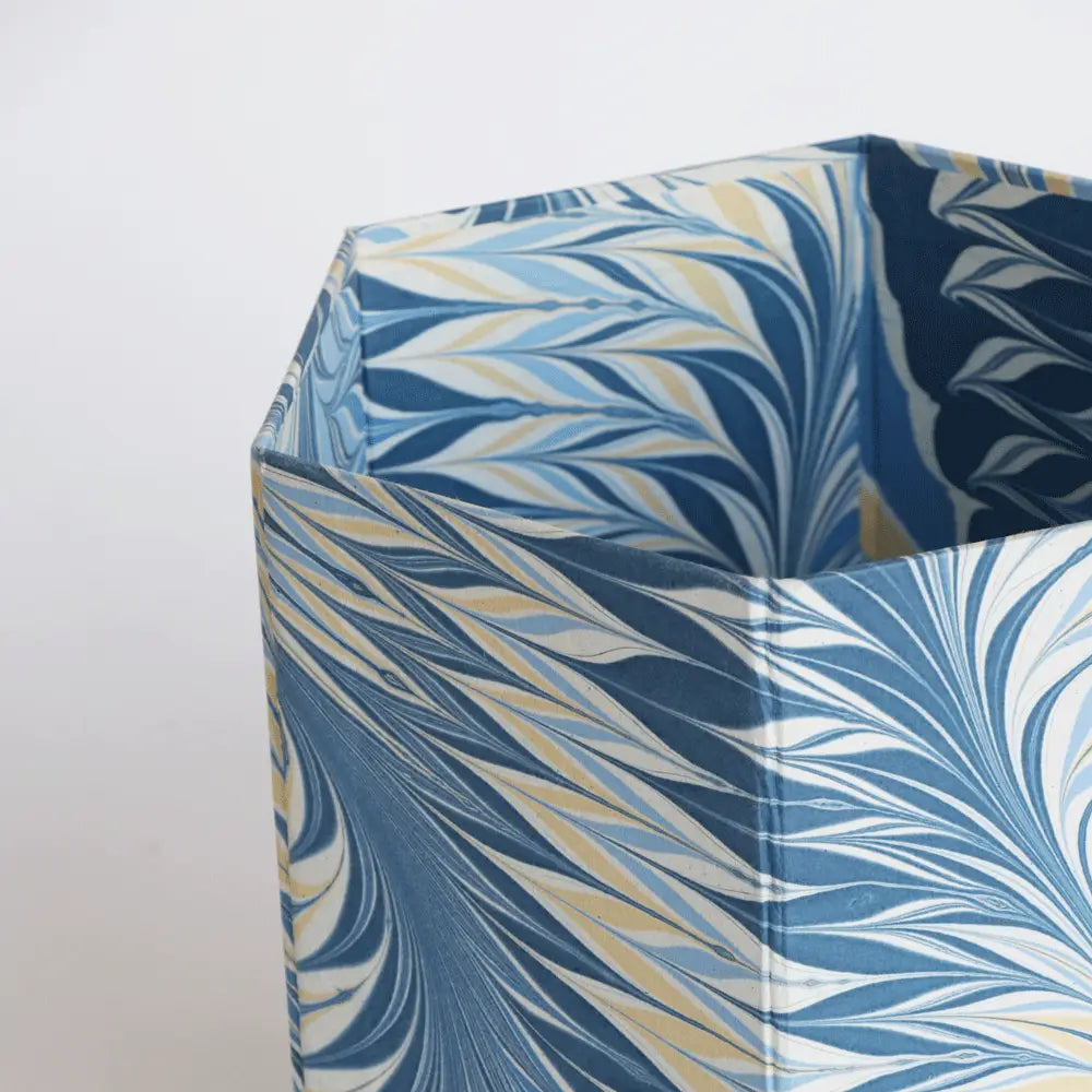 Blue Feathered Collapsible Basket