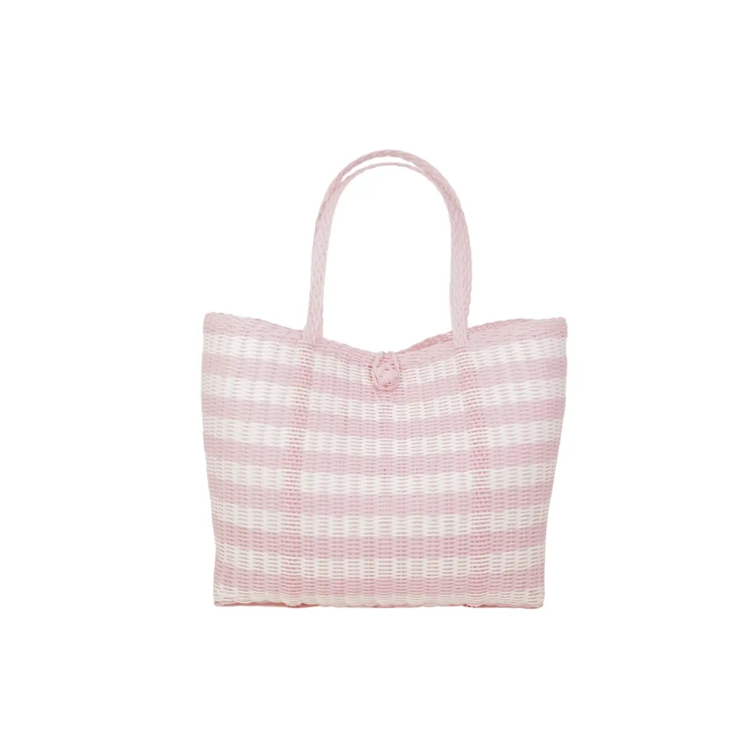 Pale Pink Striped Tote, Medium