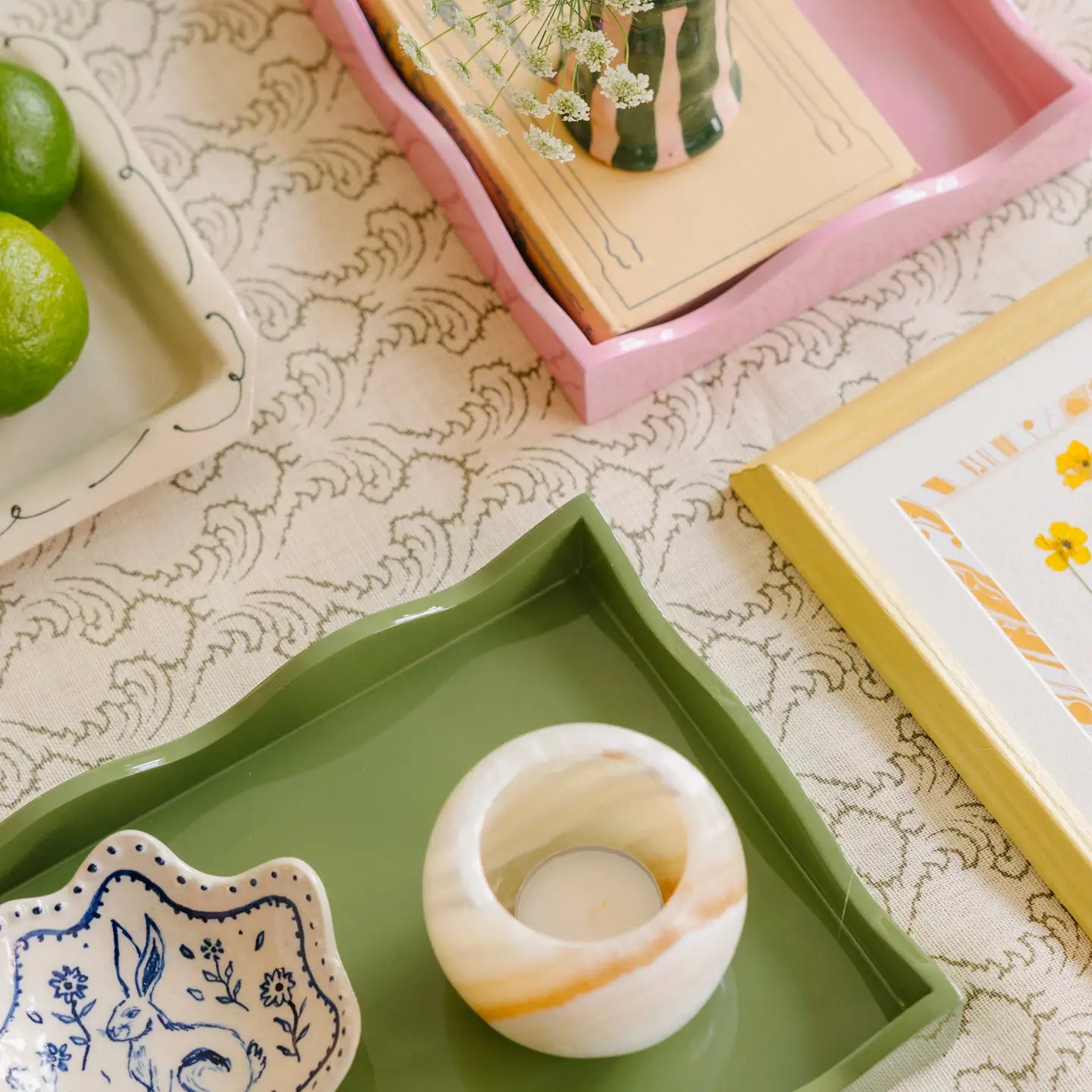 Wavy Green Lacquer Tray