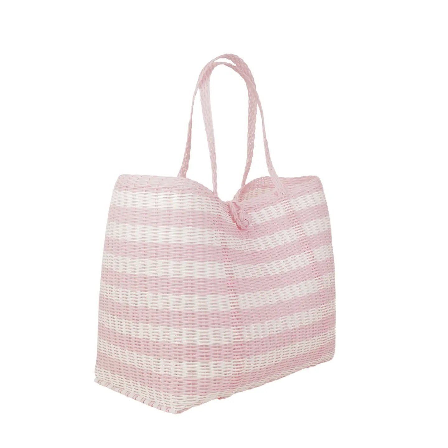 Pale Pink Striped Tote, Medium