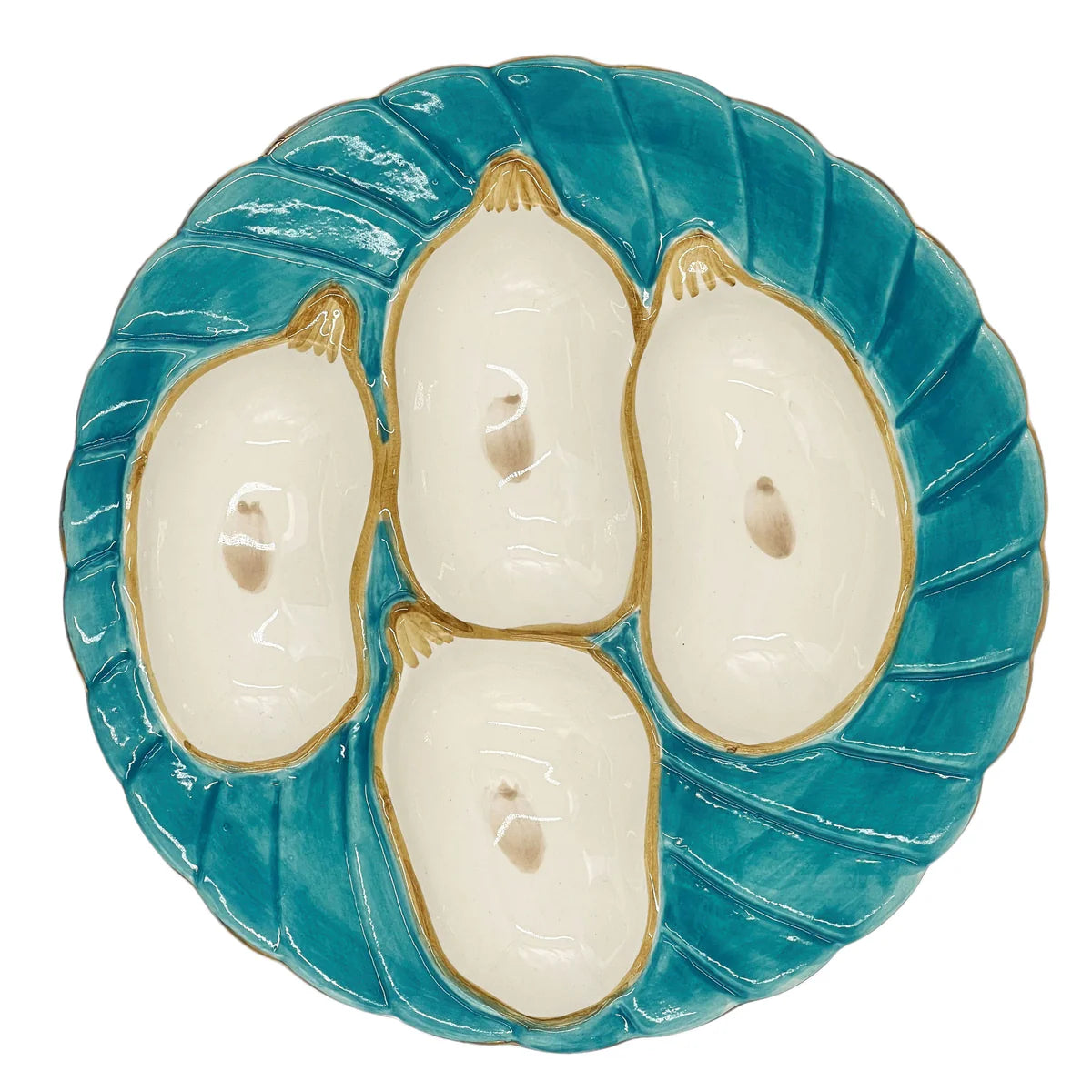 Aqua and Gold Oyster Plate