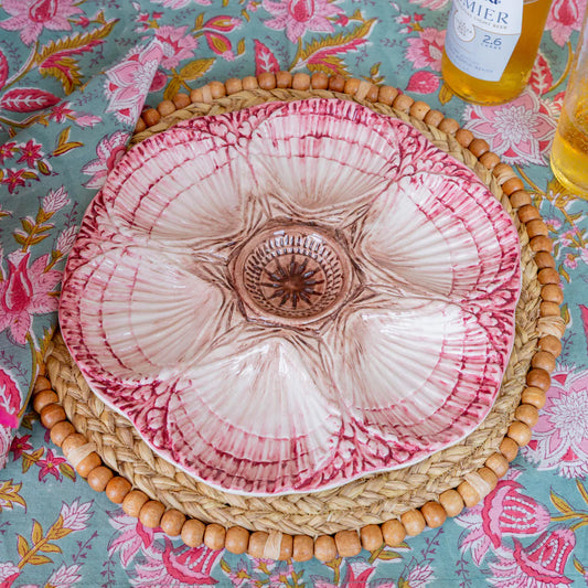 Cream + Burgundy Oyster Plates