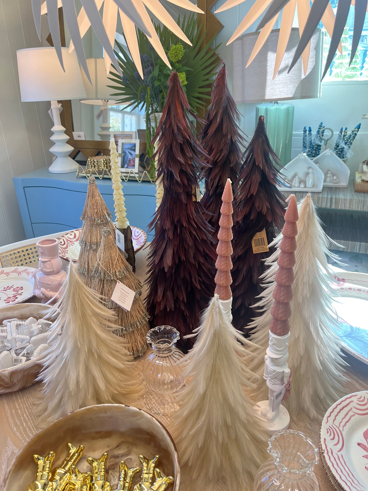 Burgundy Feather Trees- Set of 2