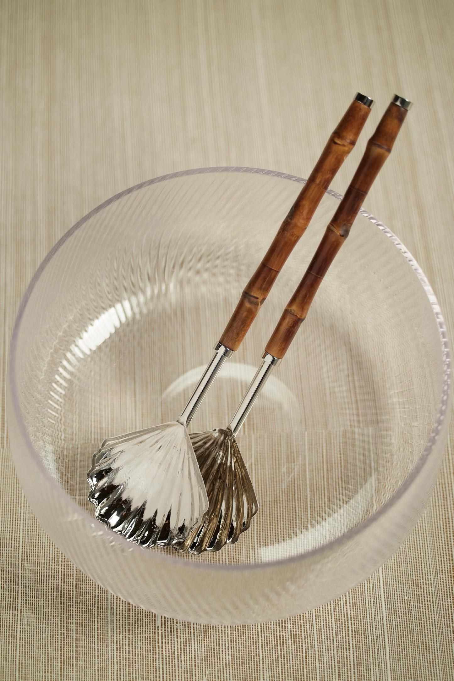 Bamboo and Nickel Serving Set