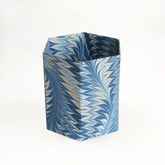 Blue Feathered Collapsible Basket