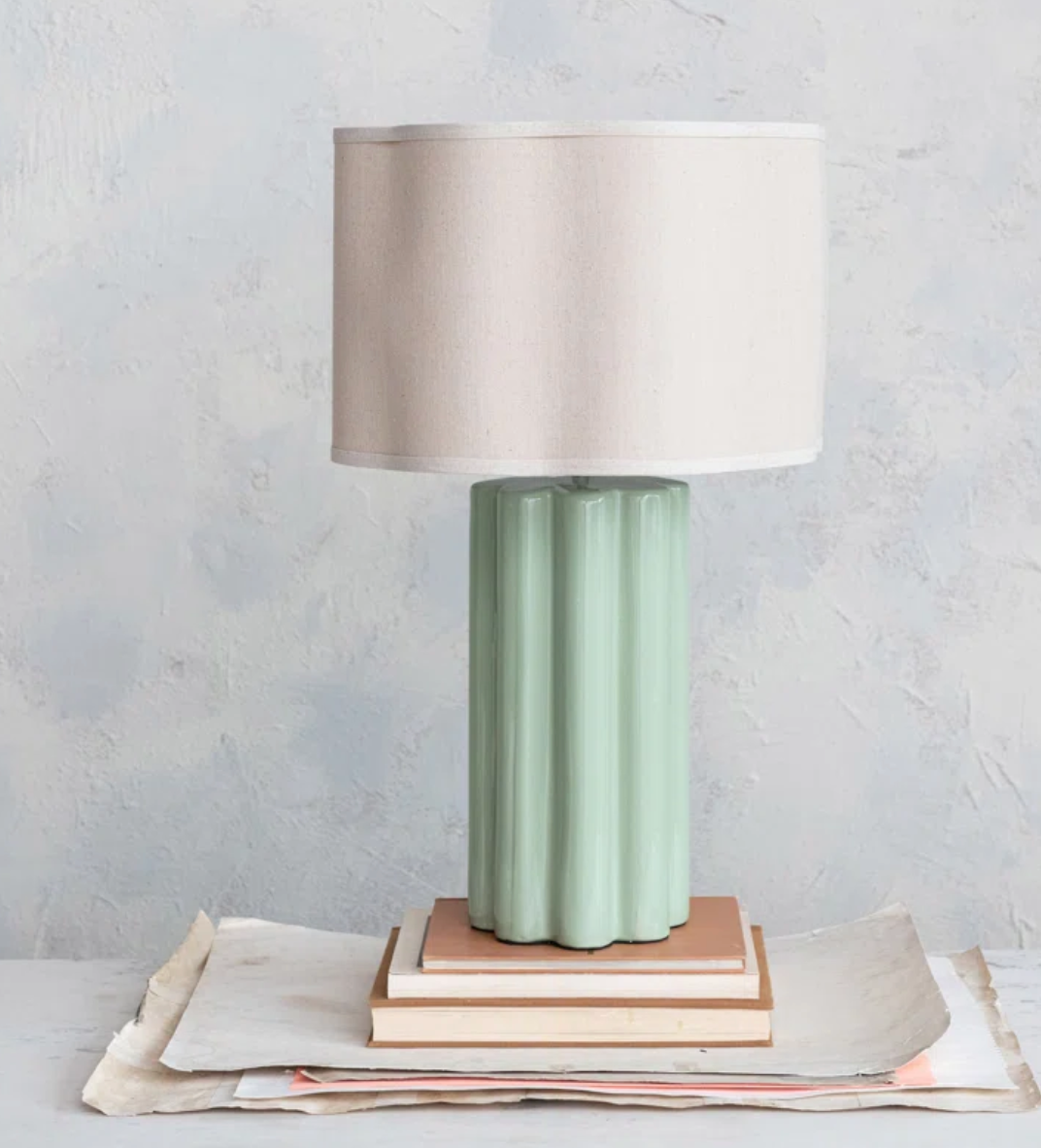 Sea Foam Scalloped Lamp