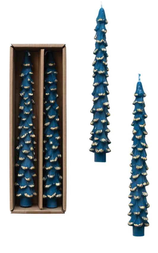 Blue Christmas Taper Candles