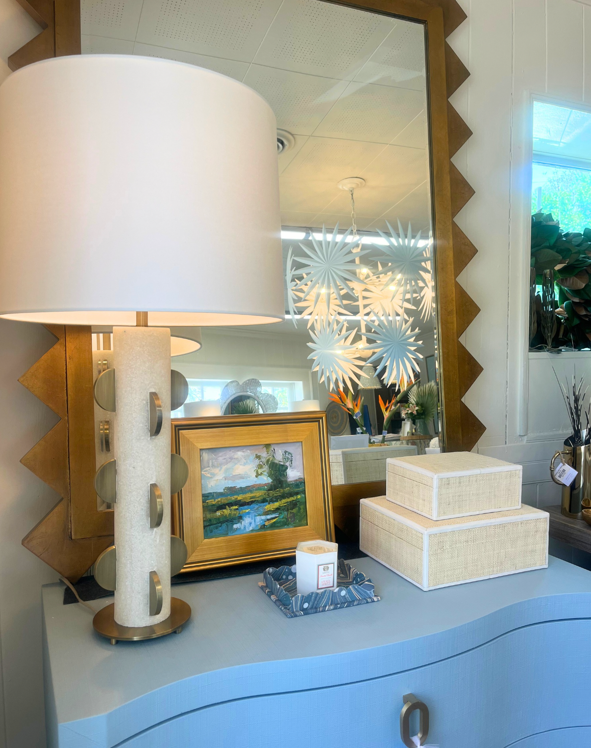 Brass and Stone Lamp