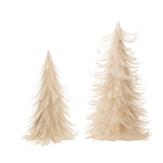 Cream Feather Trees, Set of 2