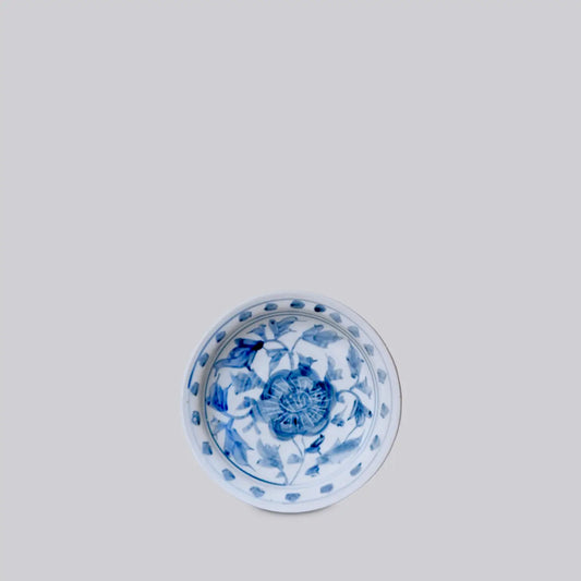 Small Blue and White Peony Dish