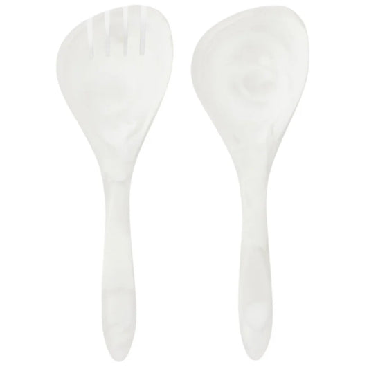 Tall White Swirl Resin Servers