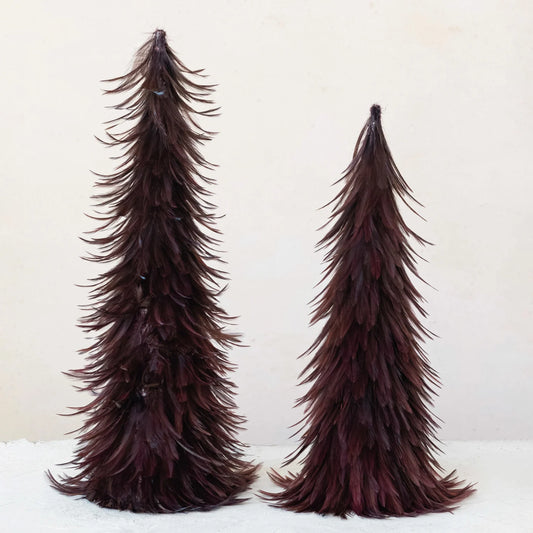 Burgundy Feather Trees- Set of 2